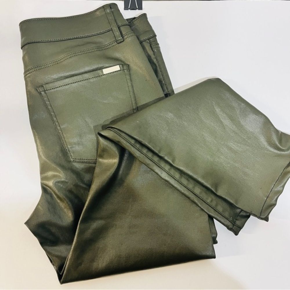 White House Black Market Skinny Faux Leather Pants Women's Size 8 Green